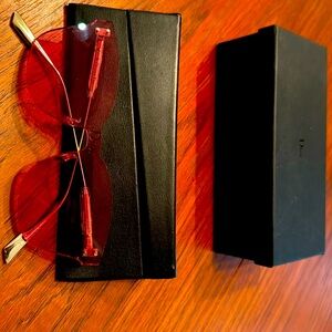 Pink rimless Christian Dior sunglasses